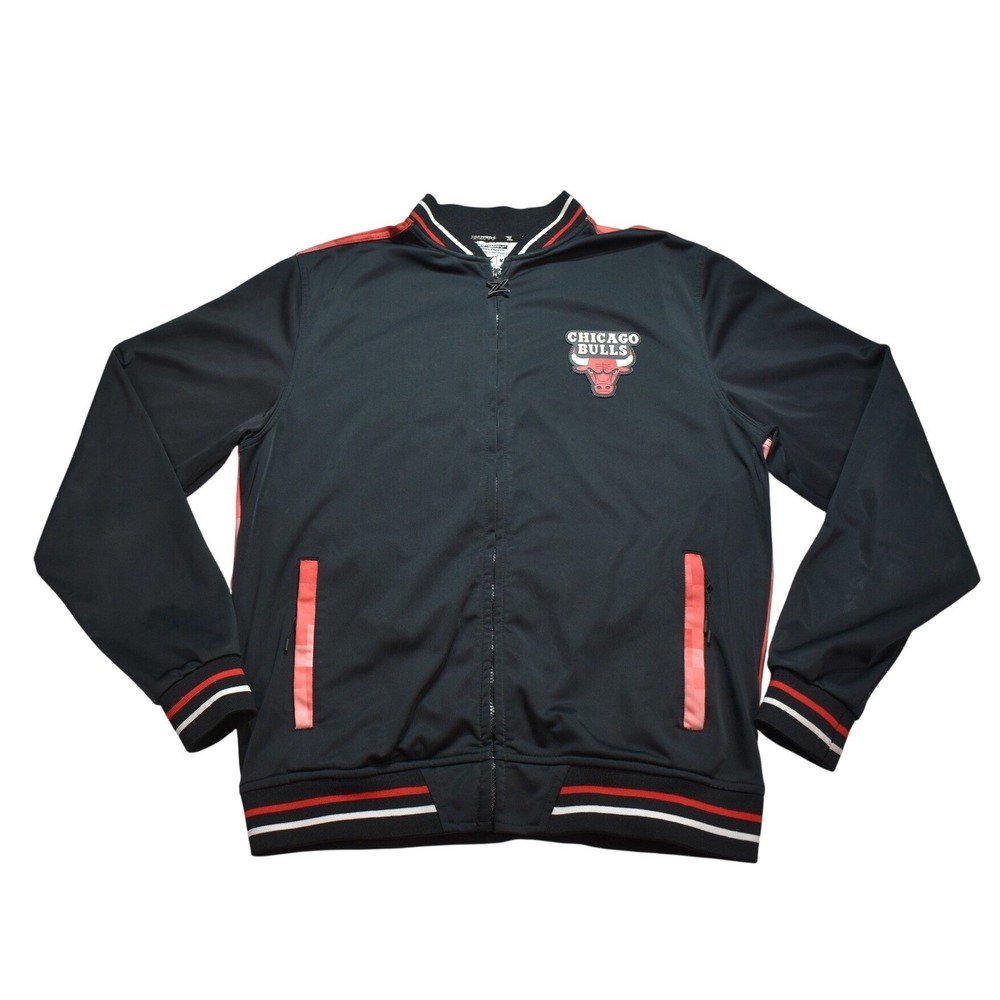 Zipway Chicago Bulls NBA Tear-Away Track Jacket Mens Medium Black Red Warm Up